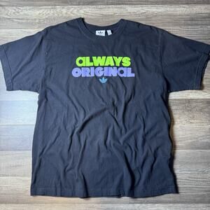 Vtg Adidas Shirt Mens XL Black Green Purple Trefoil Always Original 3 Stripes